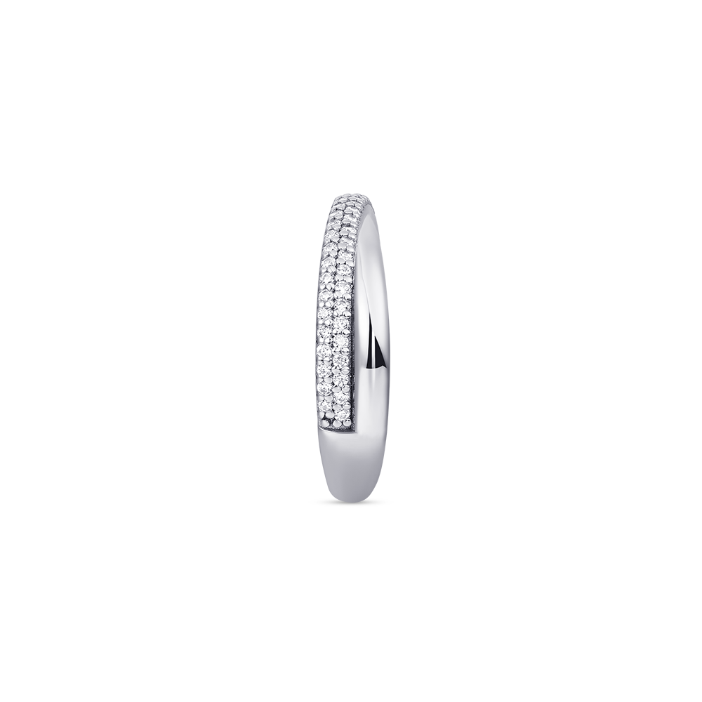 Gisser Jewels Silver Rhodium Plated Crossing Bold Pave Bands Ring