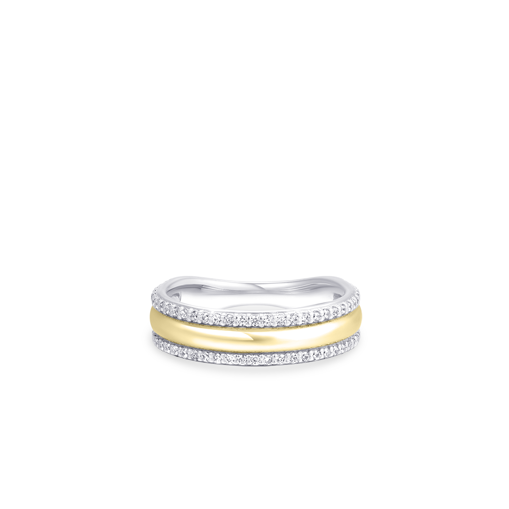 Gisser Jewels Silver Gold Plated Shimmering Bold Bands Ring