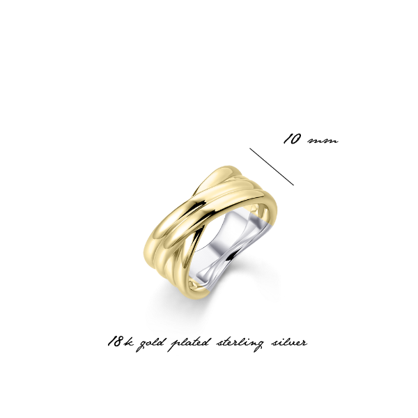 Gisser Jewels Silver Gold Plated Maxi Crossover Bold Bands Ring