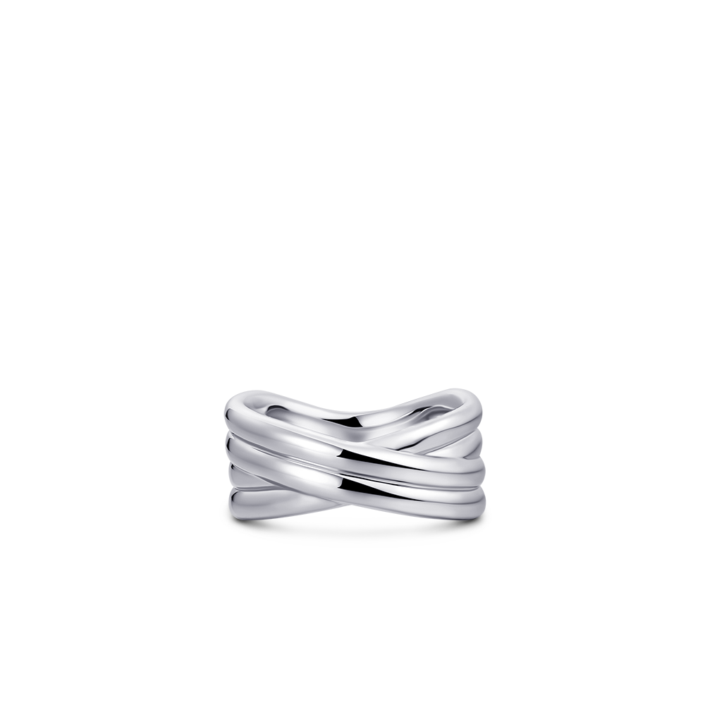 Gisser Jewels Silver Rhodium Plated Maxi Crossover Bold Bands Ring-2