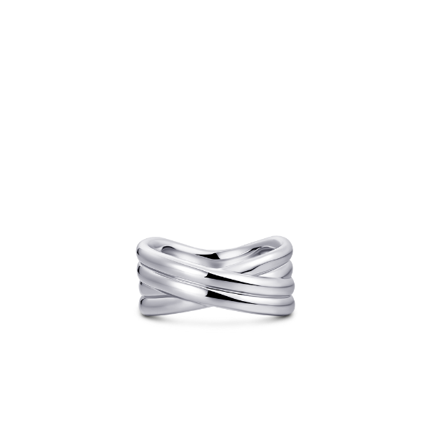 Gisser Jewels Silver Rhodium Plated Maxi Crossover Bold Bands Ring