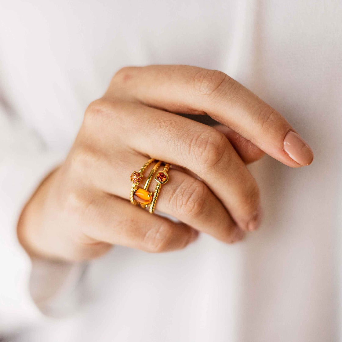 Gisser Jewels Silver Gold Plated Dashing Details Ring with Stone