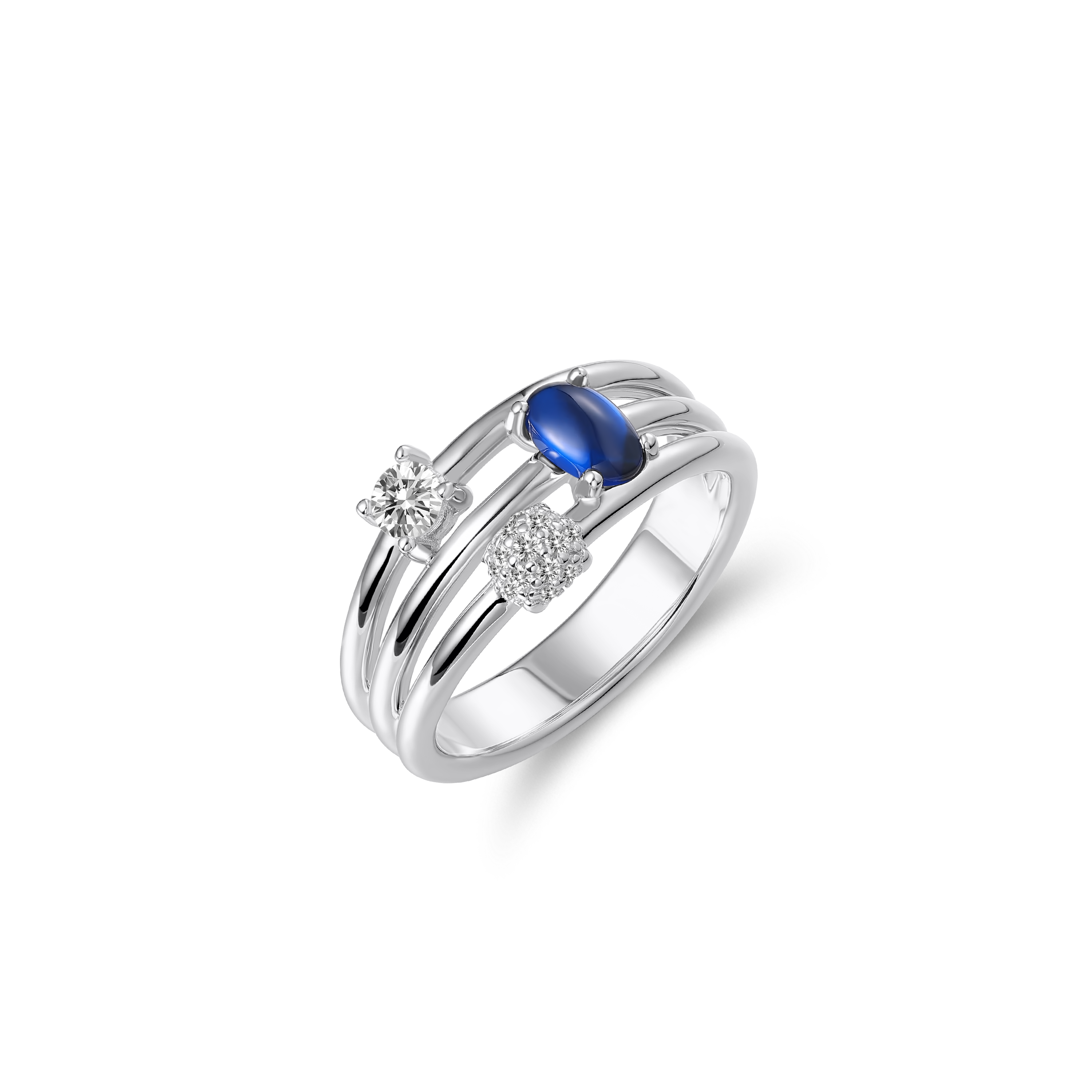 Gisser Jewels Silver Rhodium Plated Dashing Details Cocktail Ring