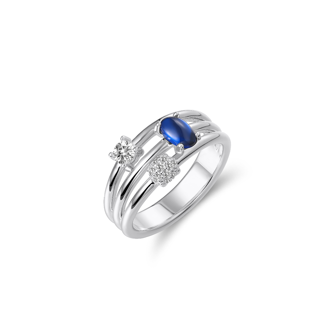Gisser Jewels Silver Rhodium Plated Dashing Details Cocktail Ring