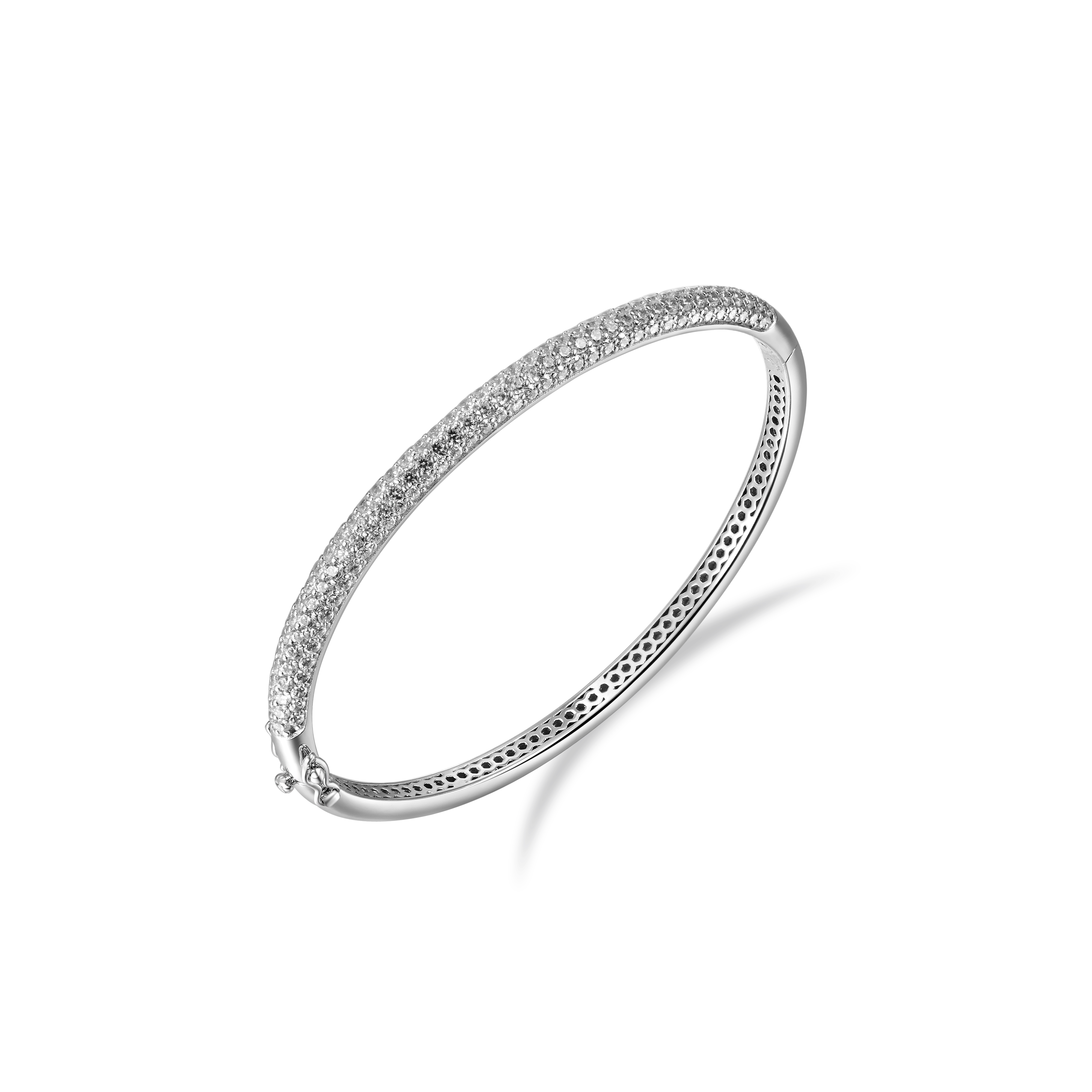 Gisser Jewels Silver Rhodium Plated Pave Bangle
