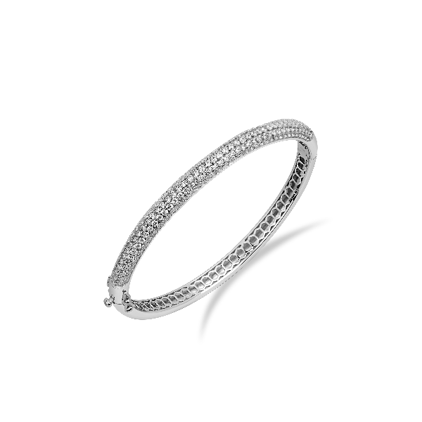Gisser Jewels Silver Rhodium Plated Pave Bold Bangle
