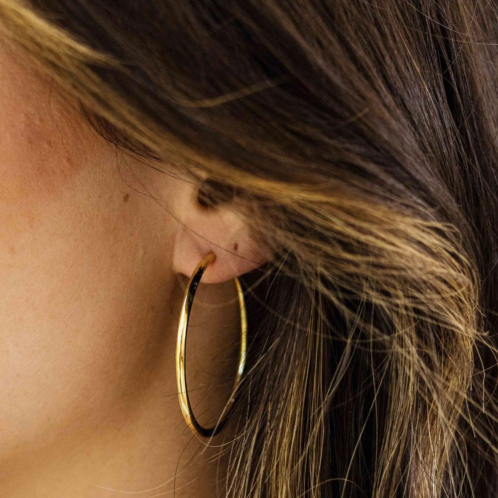 Gisser Jewels Silver Gold Plated Tube Oversized Hoop Earrings