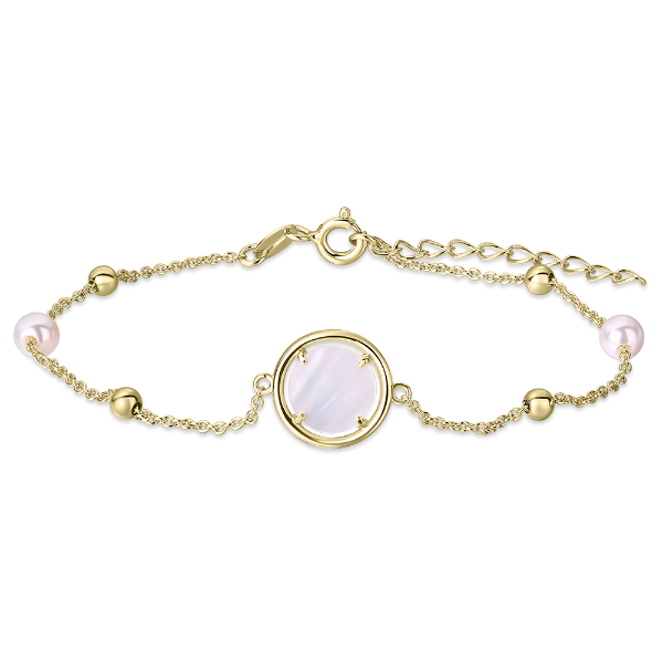 Gisser Jewels 14k Gold Plated Icon Coin and Beads Bracelet