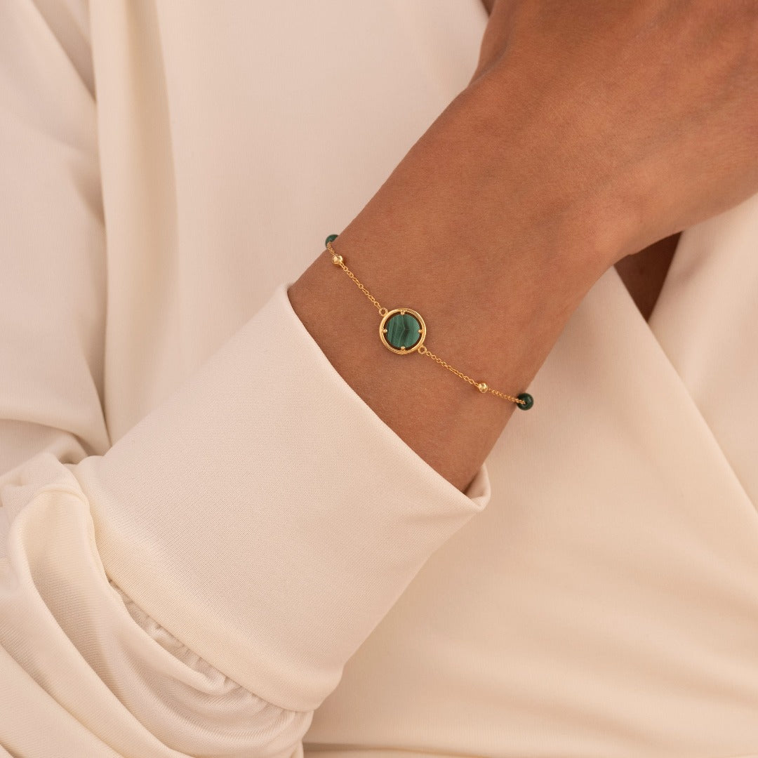 Icon Coin Beads Bracelet Green Malachite Gisser Jewels