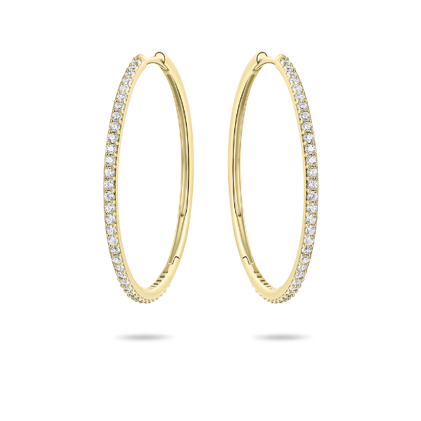 Gisser Jewels 14k Gold Plated Extra Maxi Pave Hoop Earrings with Stones