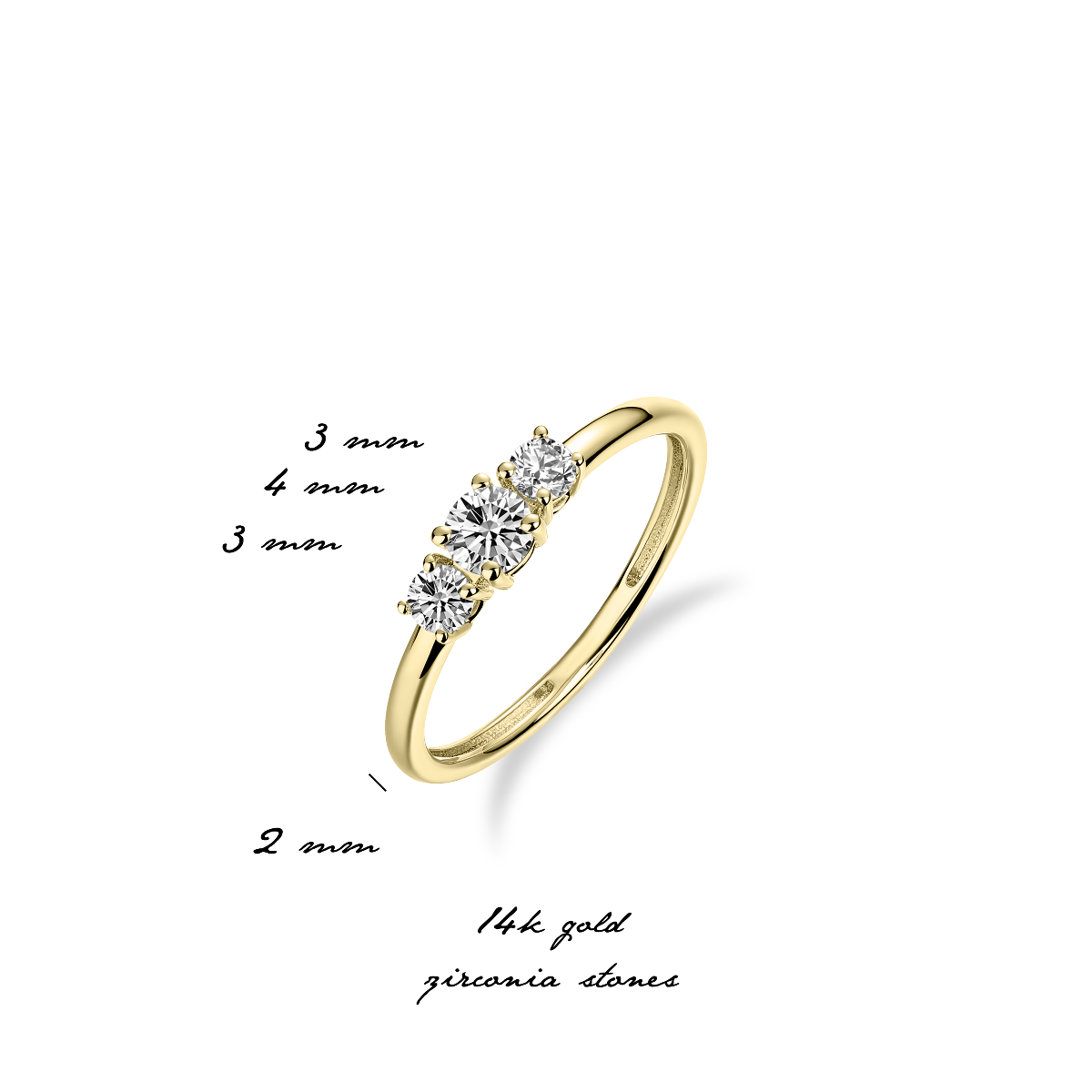 Gisser Jewels 14k Gold Plated Triple Brilliant Ring-7