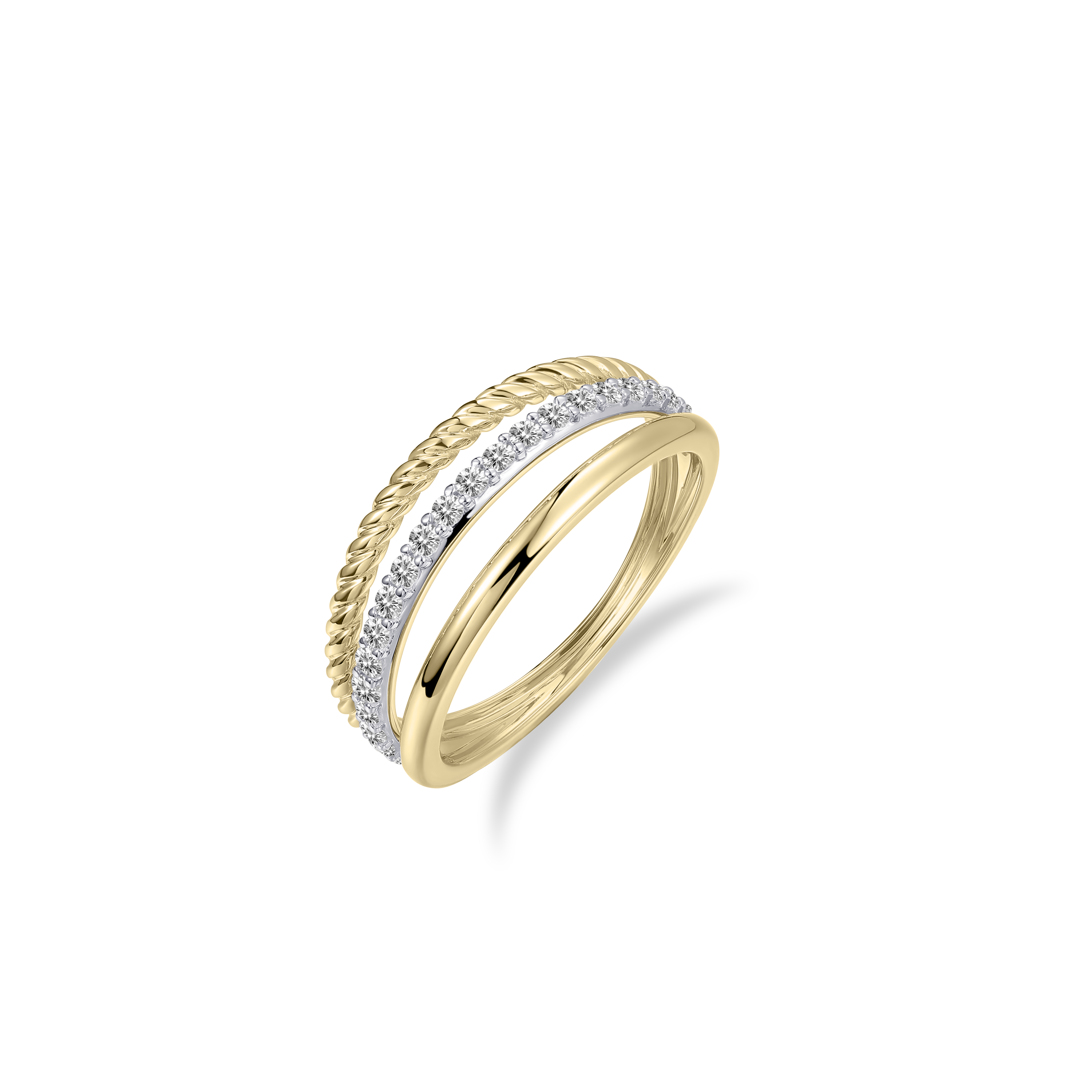 Gisser Jewels 14k Gold Plated Triple Surface Ring
