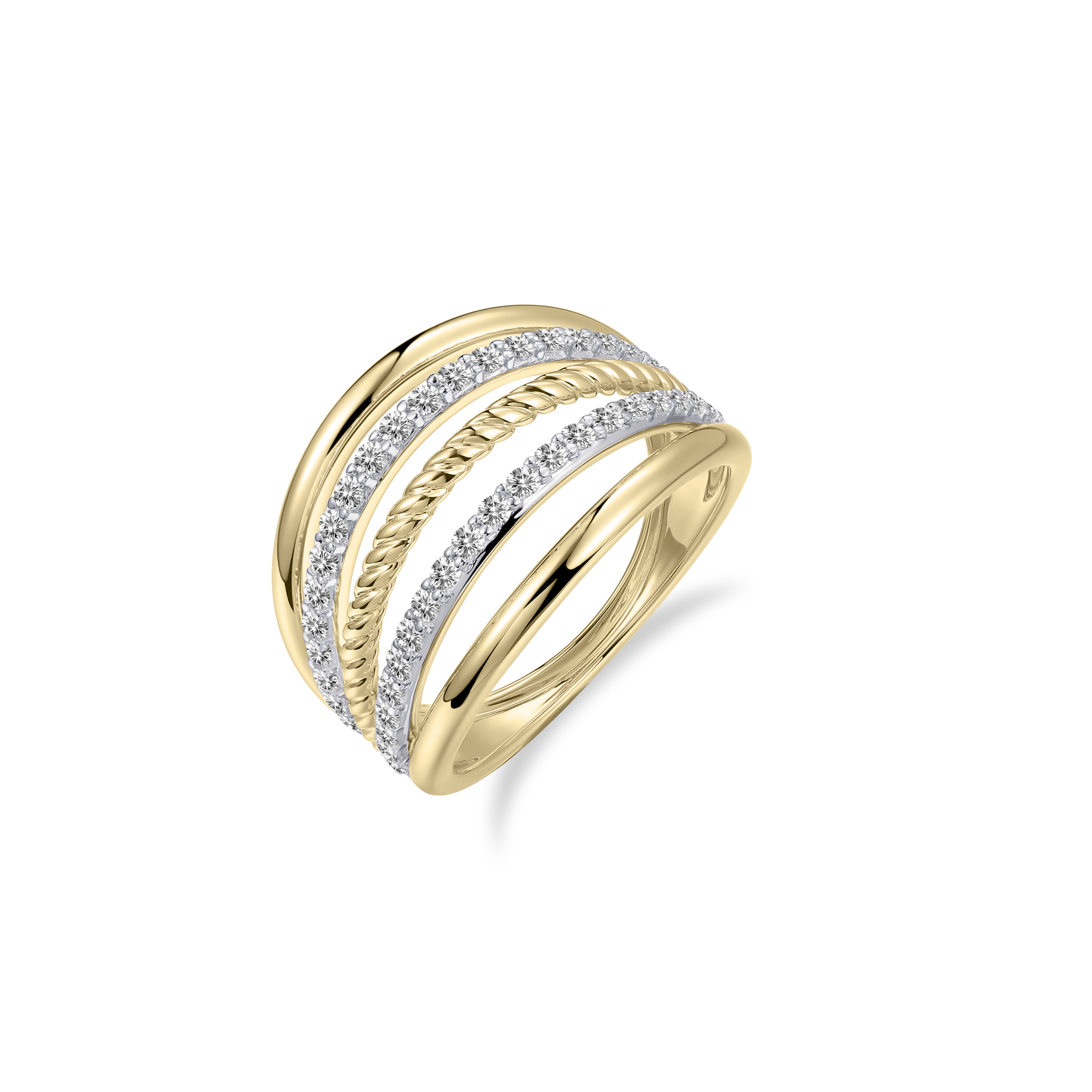 Gisser Jewels 14k Gold Plated Maxi Triple Surface Ring