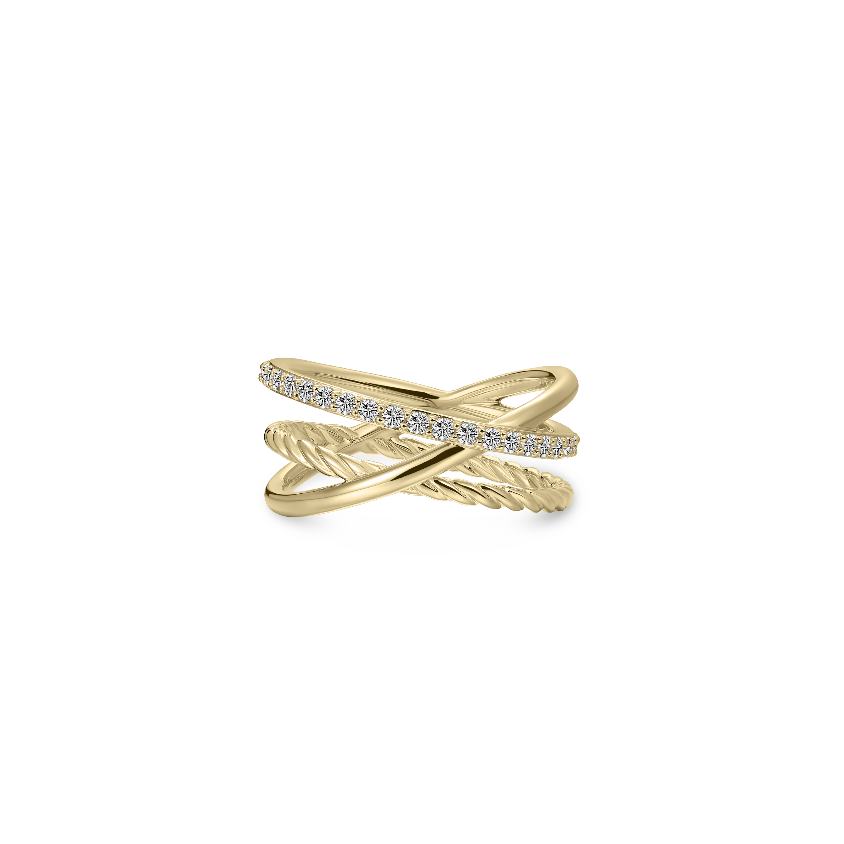 Gisser Jewels 14k Gold Plated Triple Surface Crossover Ring