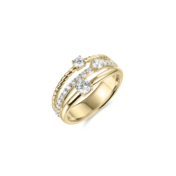 Gisser Jewels 14k Gold Plated Triple Surface Brilliant Ring