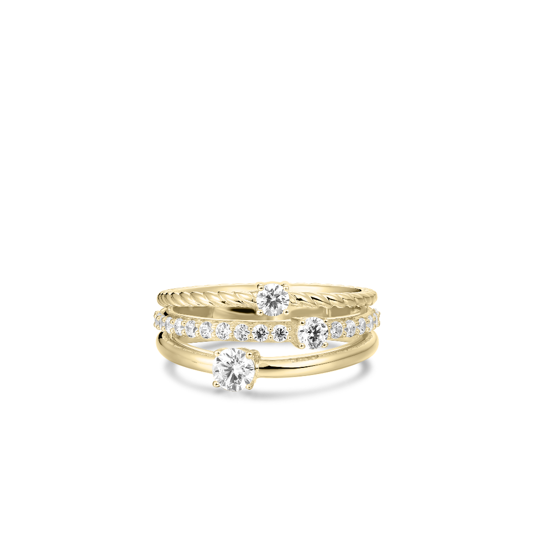 Gisser Jewels 14k Gold Plated Triple Surface Brilliant Ring-2