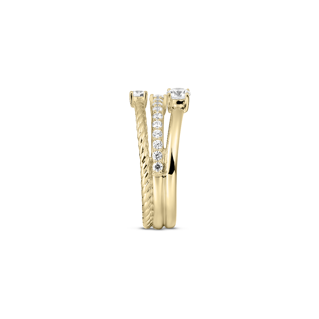 Gisser Jewels 14k Gold Plated Triple Surface Brilliant Ring-3