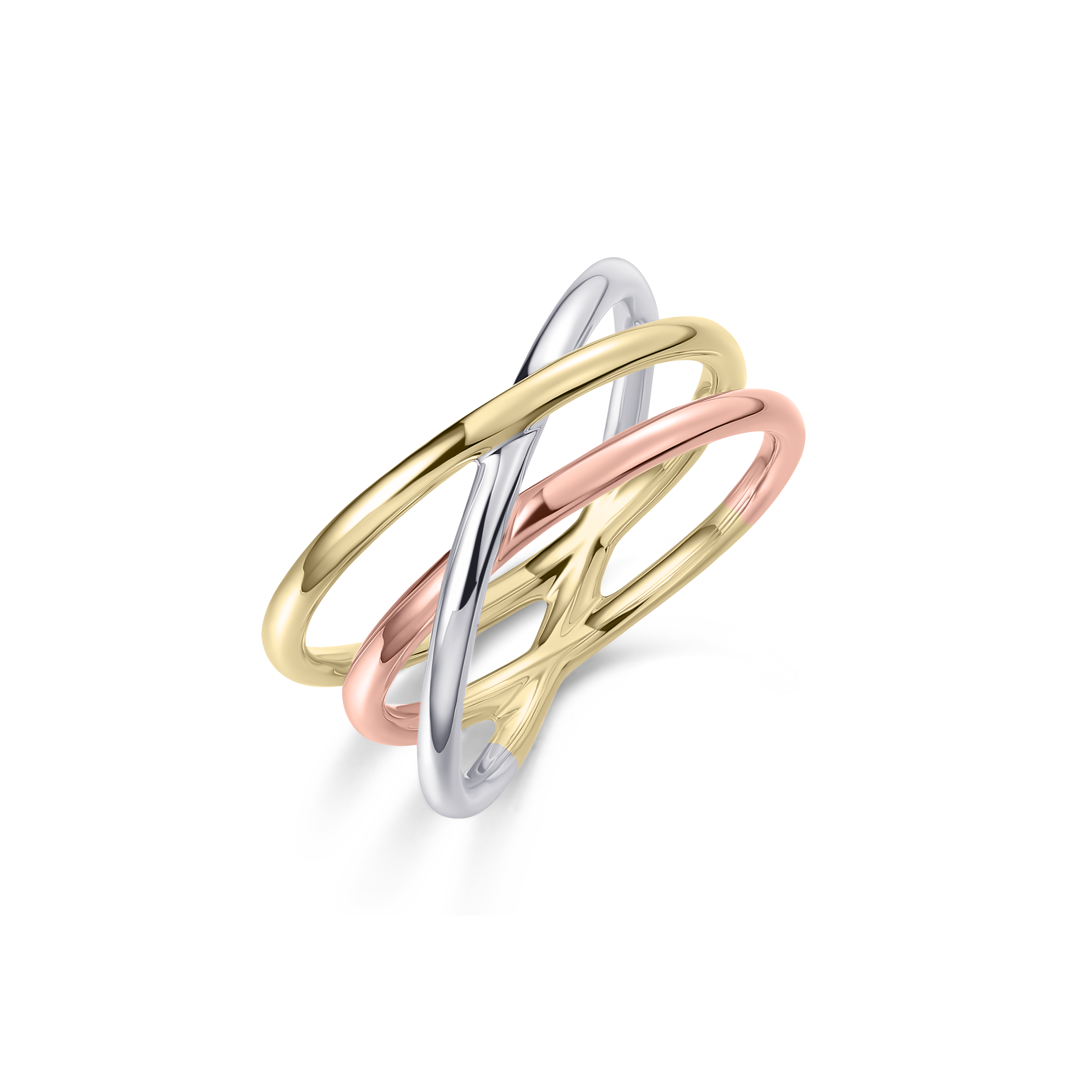 Gisser Jewels 14k Tri-Color Gold Plated Triple Crossover Ring